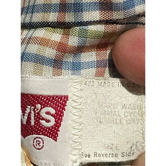 Levi's Plaid Button Up Shirt Men's Small VTG Western Long Horn 423 Made in USA S - Picture 5 of 9